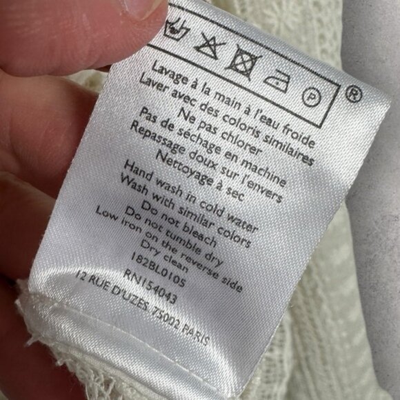 Sezane Madeleine Blouse Ecru Size 36 French US 4 Lace Embroidered Top Ruffle Dot - Picture 11 of 16